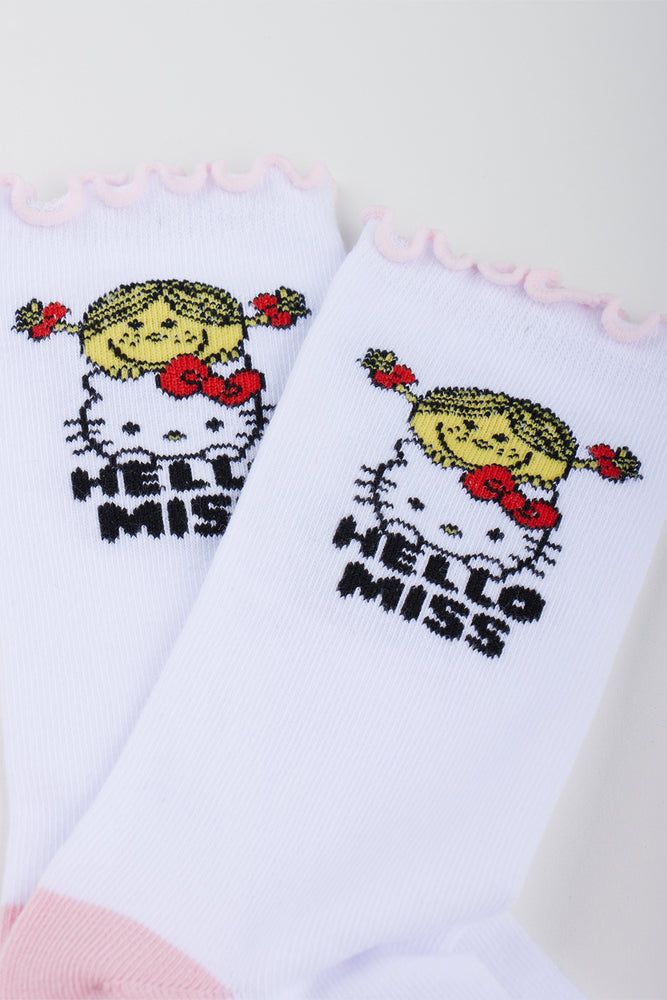 Hello Miss Print Frill Socks (1)