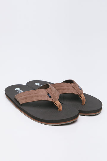 Brown Wide Strap Flip Flops