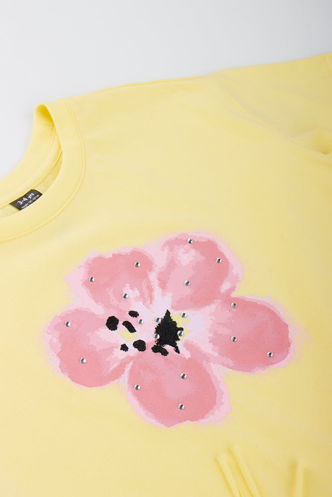 Yellow Hibiscus Fringe T-Shirt (1)