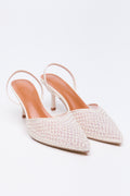 Pearl Embellished Slingback Heels