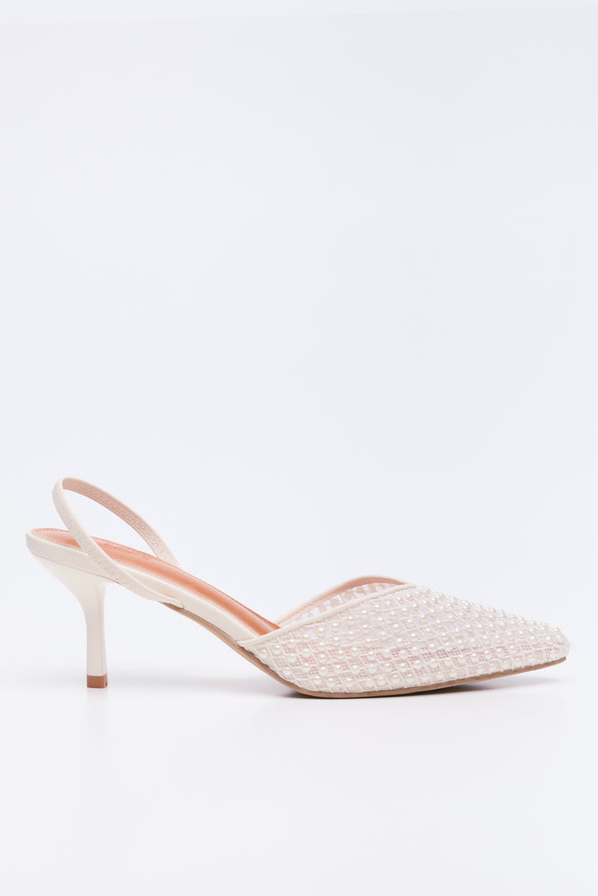 Pearl Embellished Slingback Heels (1)