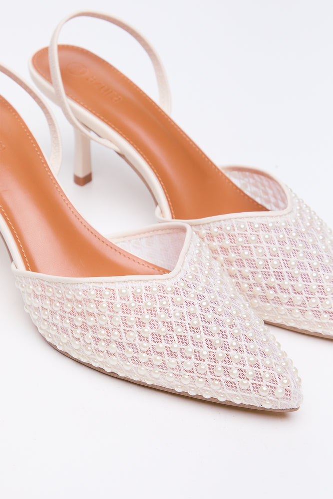 Pearl Embellished Slingback Heels (2)
