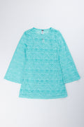 Aqua Crochet Bell Sleeve Dress