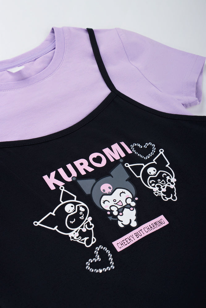 Kuromi Two-Piece Lilac Crop T-Shirt (1)