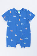 Blue Racecar Print Romper