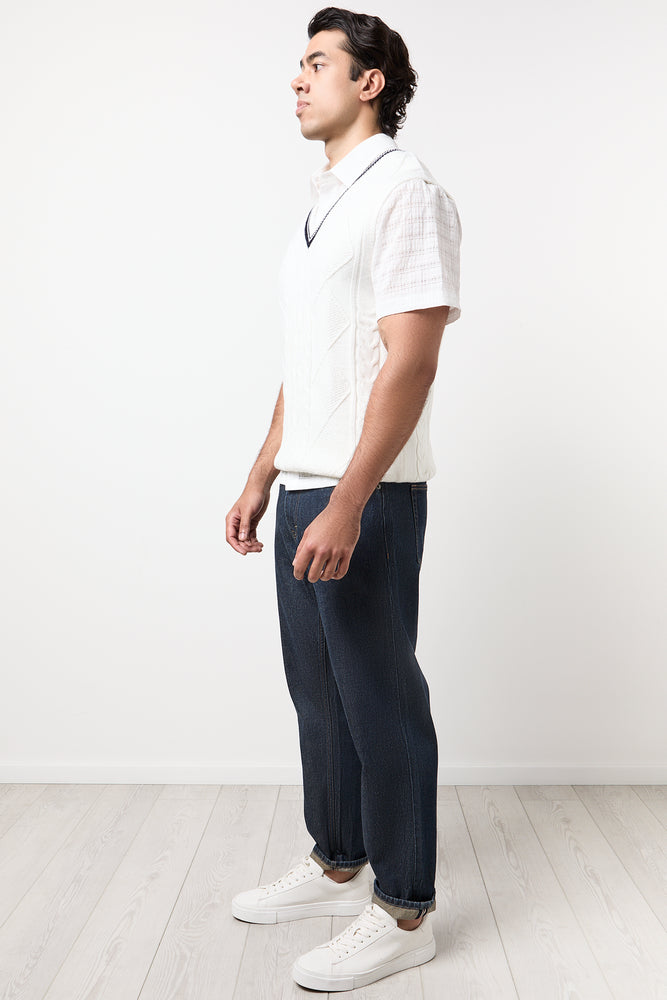 Cream Cable Knit V-Neck Vest (1)