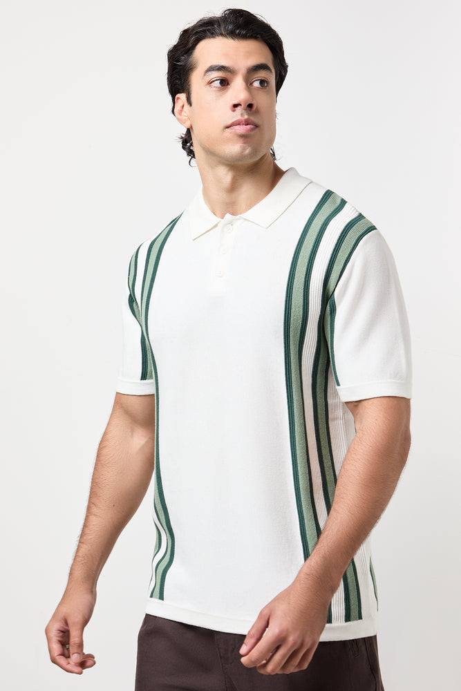 Green Striped Knit Golfer