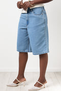 Blue Mid Wash High Rise Denim Shorts (1)