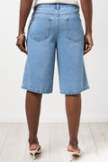 Blue Mid Wash High Rise Denim Shorts (2)