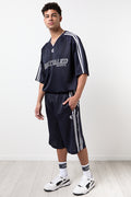 Navy Basketball Style Jersey Shorts