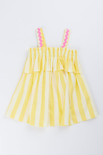 Yellow Striped Woven Dress