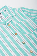 Green Striped Resort Collar Shirt (1)