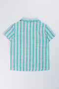 Green Striped Resort Collar Shirt (2)