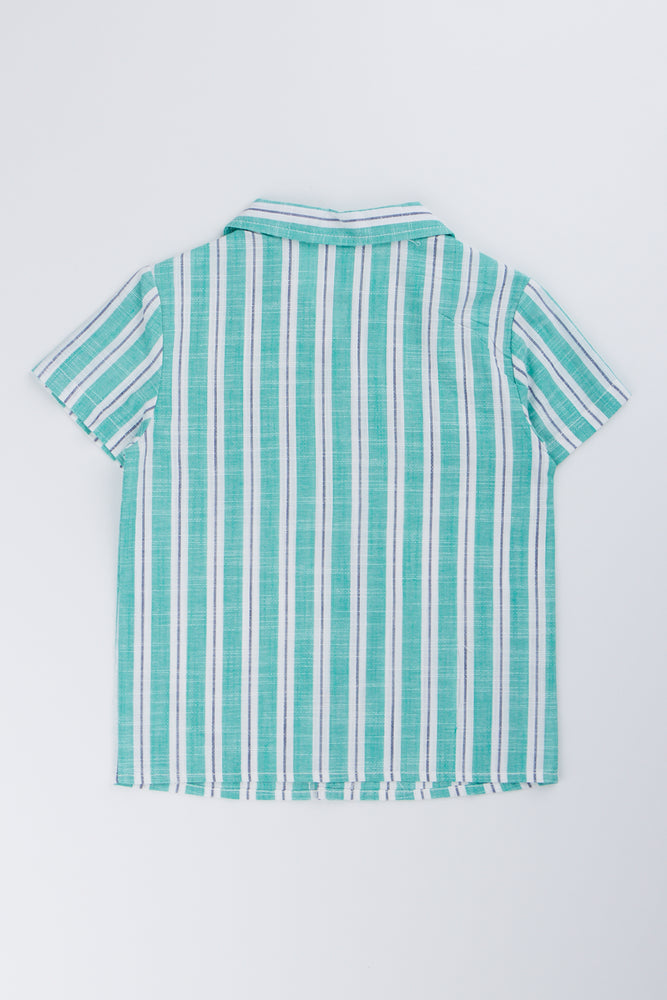 Green Striped Resort Collar Shirt (2)