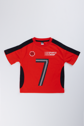 Red Sporty Round Neck T-Shirt