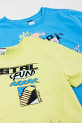 2 Pack Blue & Lime Graphic Boxy T-Shirts (1)
