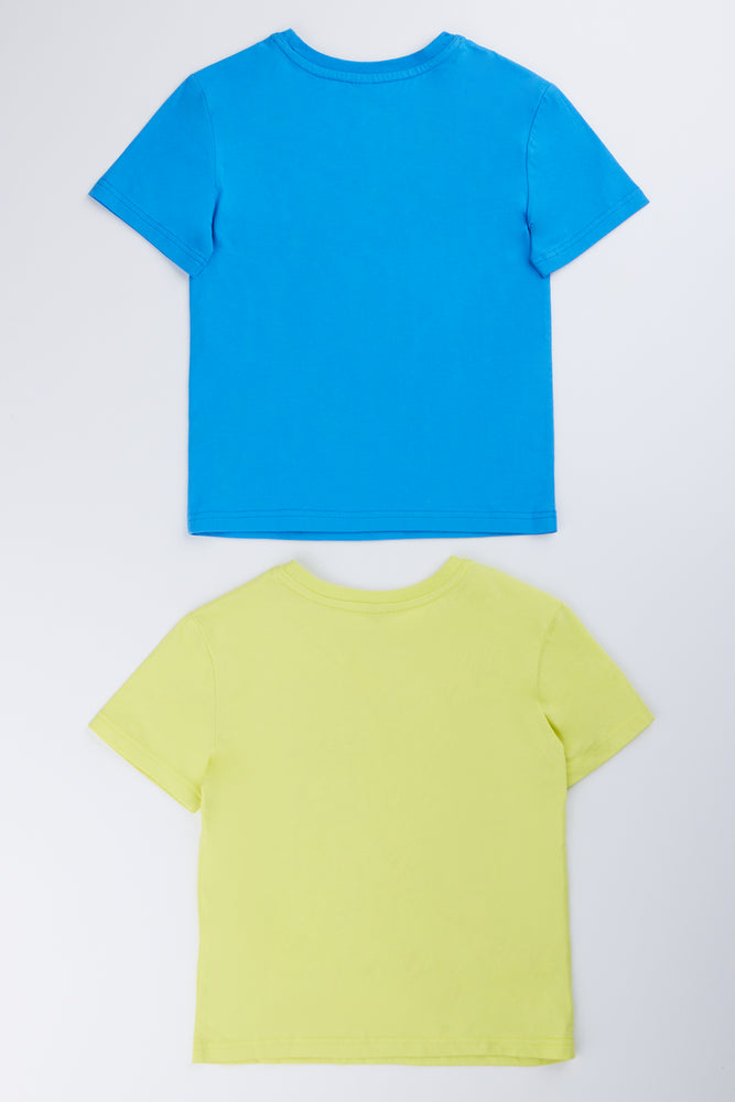2 Pack Blue & Lime Graphic Boxy T-Shirts (2)