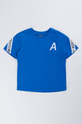 Blue Woven Short Sleeve T-Shirt