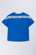 Blue Woven Short Sleeve T-Shirt (2)