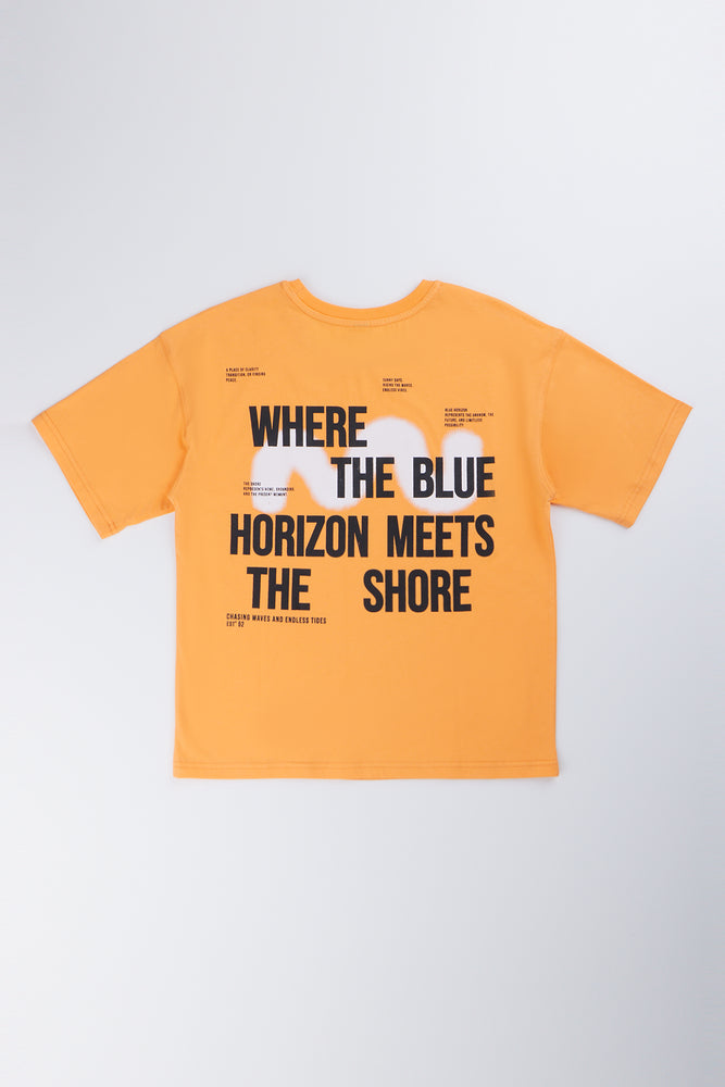 Orange Printed Graphic T-Shirt (2)
