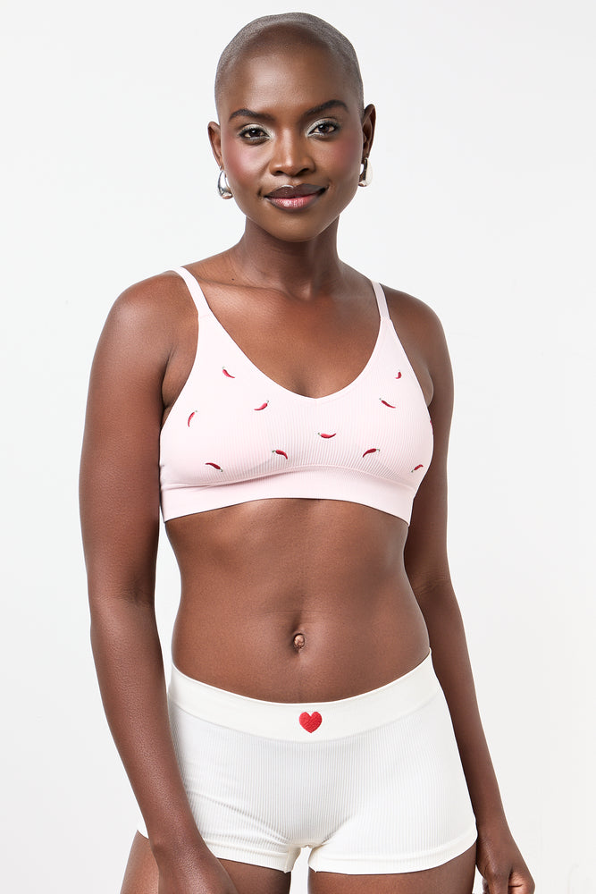 5 Pack Heart Embroidery Boyleg Panties