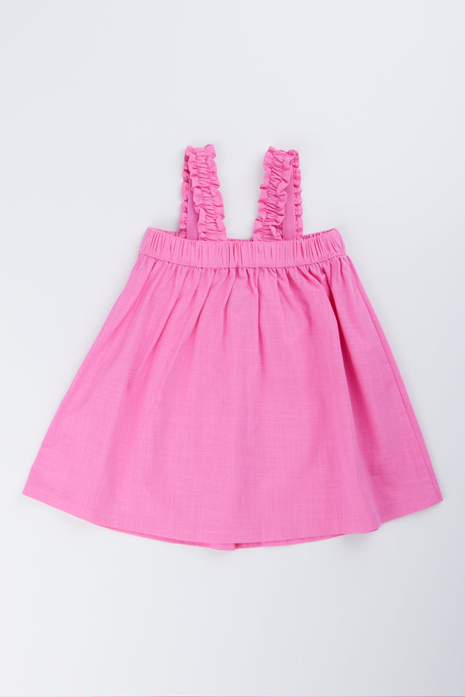 Pink Linen Look Strappy Dress (2)