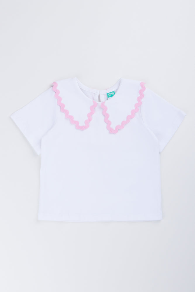 White Ric Rac Collar T-Shirt