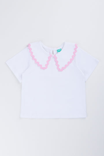 White Ric Rac Collar T-Shirt