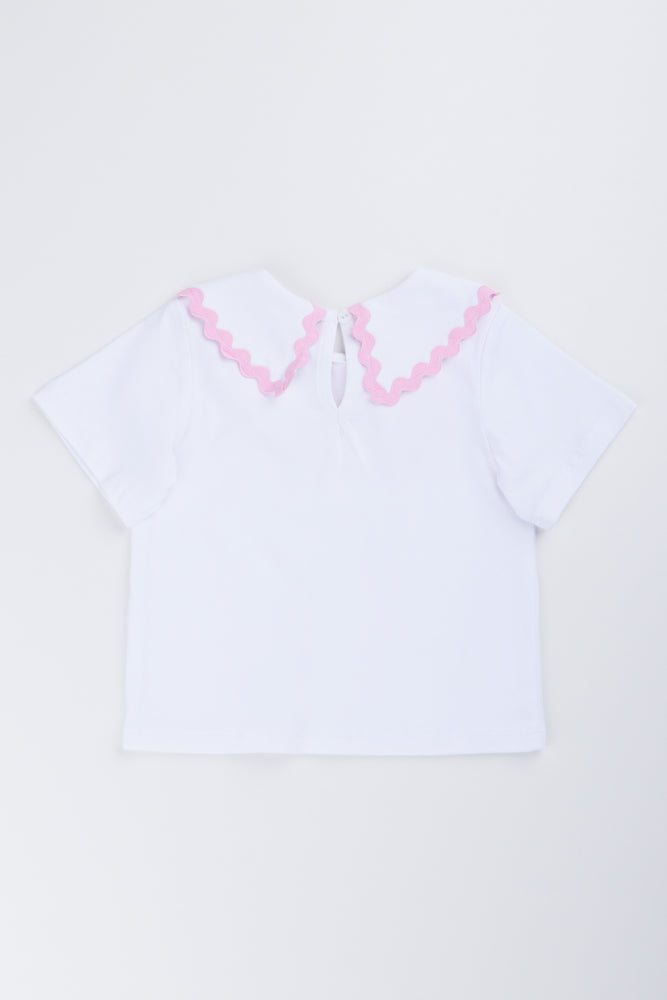 White Ric Rac Collar T-Shirt (2)