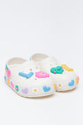 Cream Multi Heart Pattern Clogs
