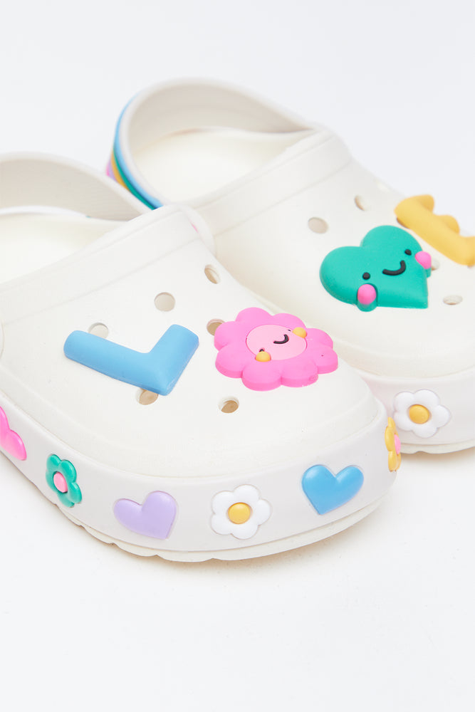 Cream Multi Heart Pattern Clogs (2)