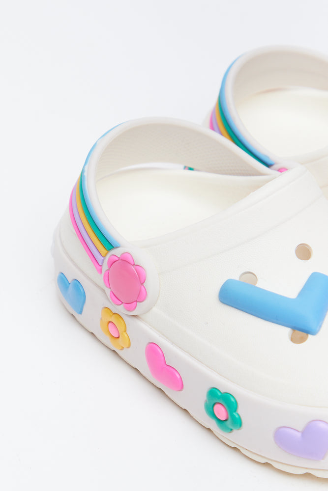 Cream Multi Heart Pattern Clogs (3)