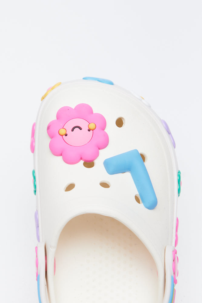 Cream Multi Heart Pattern Clogs (4)