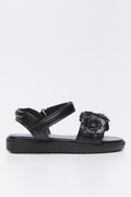 Black Floral Embellished Sandals (1)