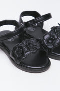 Black Floral Embellished Sandals (2)
