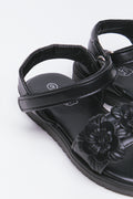 Black Floral Embellished Sandals (3)