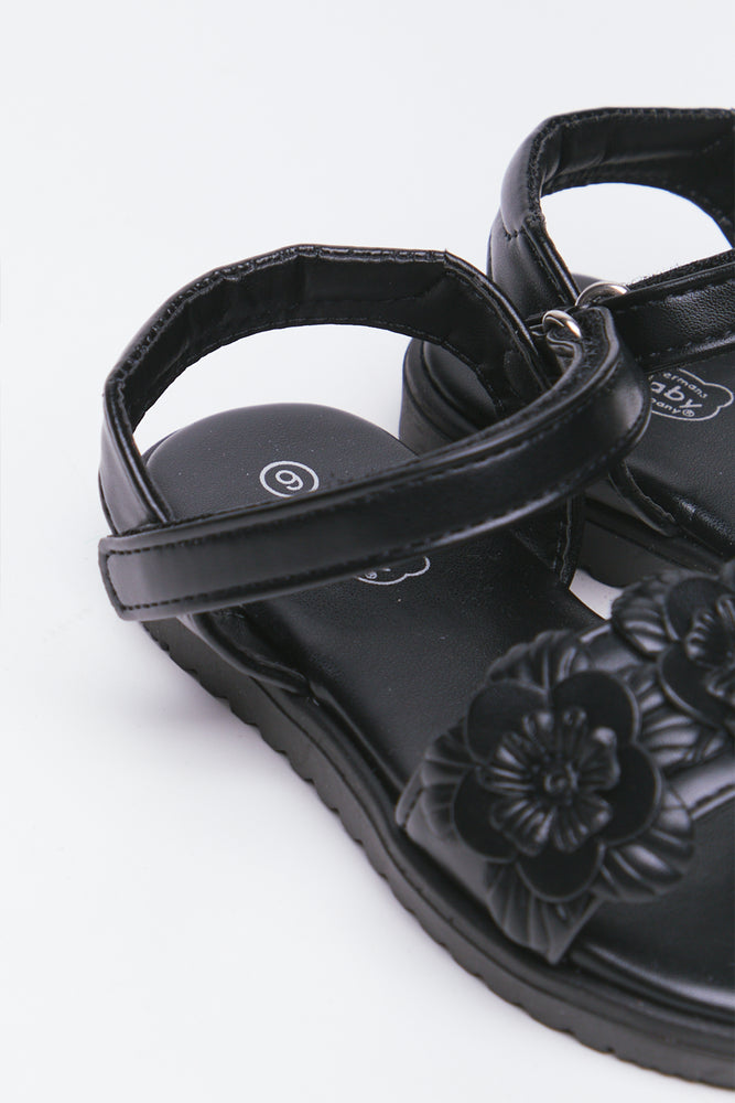 Black Floral Embellished Sandals (3)