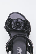 Black Floral Embellished Sandals (4)