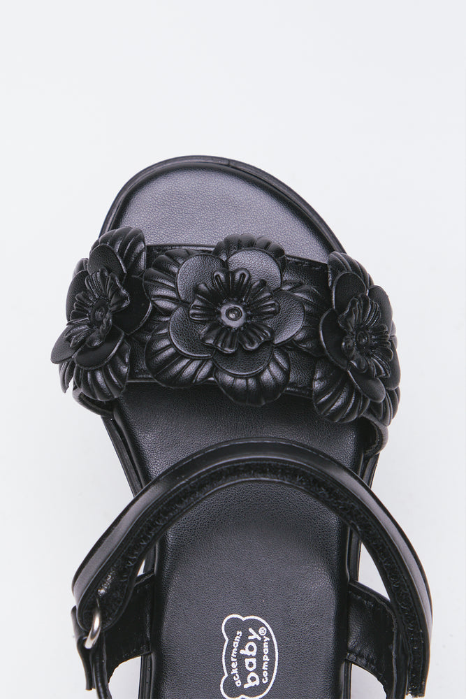 Black Floral Embellished Sandals (4)
