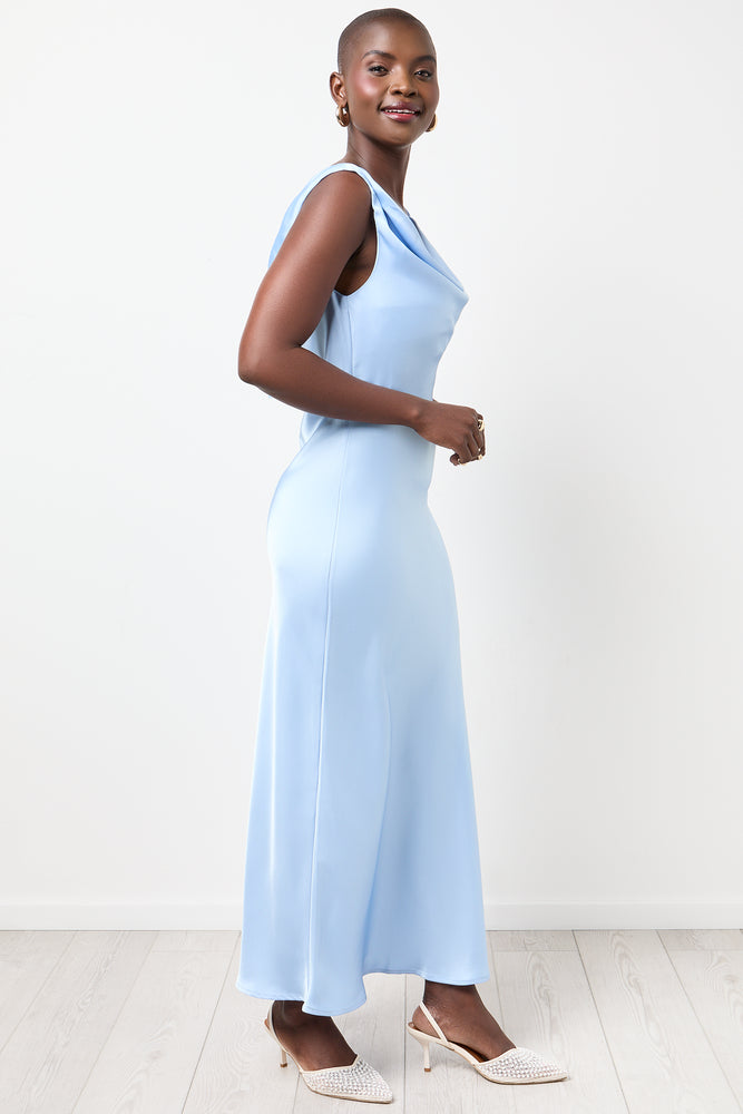 Blue Satin Slip Dress (1)