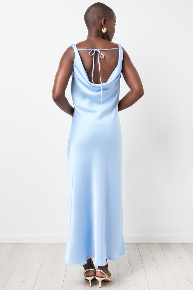 Blue Satin Slip Dress (2)