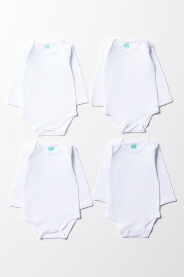 White 4 Pack Plain Bodyvests
