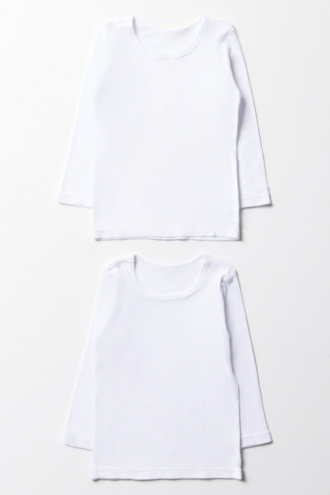 White 2 Pack Long Sleeve Vests