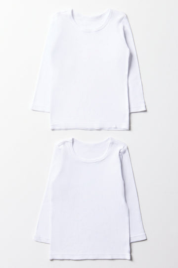 White 2 Pack Long Sleeve Vests