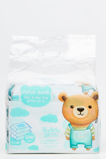 Buddy Bear Fragranced Baby Wipes 240'S