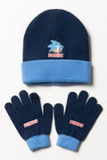 Sonic Navy Beanie and Gloves Set