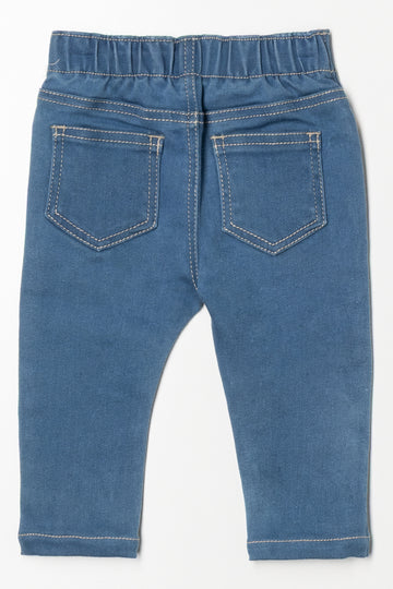 Mid Blue Elastic Waist Jegging