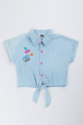Embroidered Chambray Tie Shirt