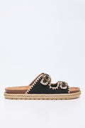 Black Rope Trim Comfort Sandals (1)