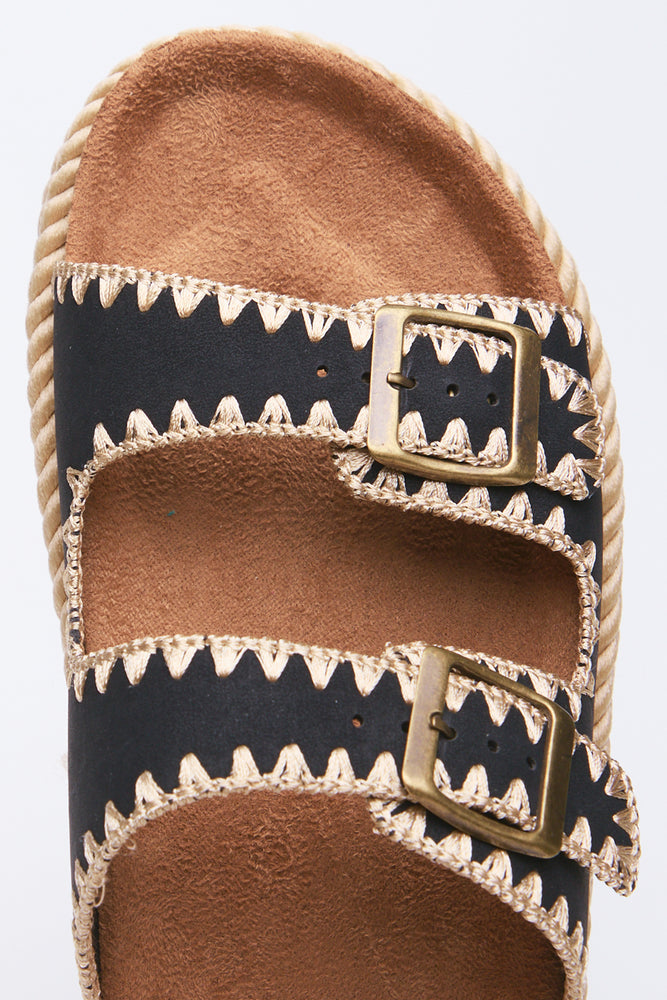 Black Rope Trim Comfort Sandals (4)